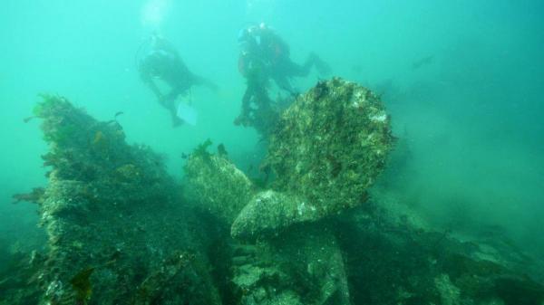 MV Queen - UASBC divers inspecting wreck from above